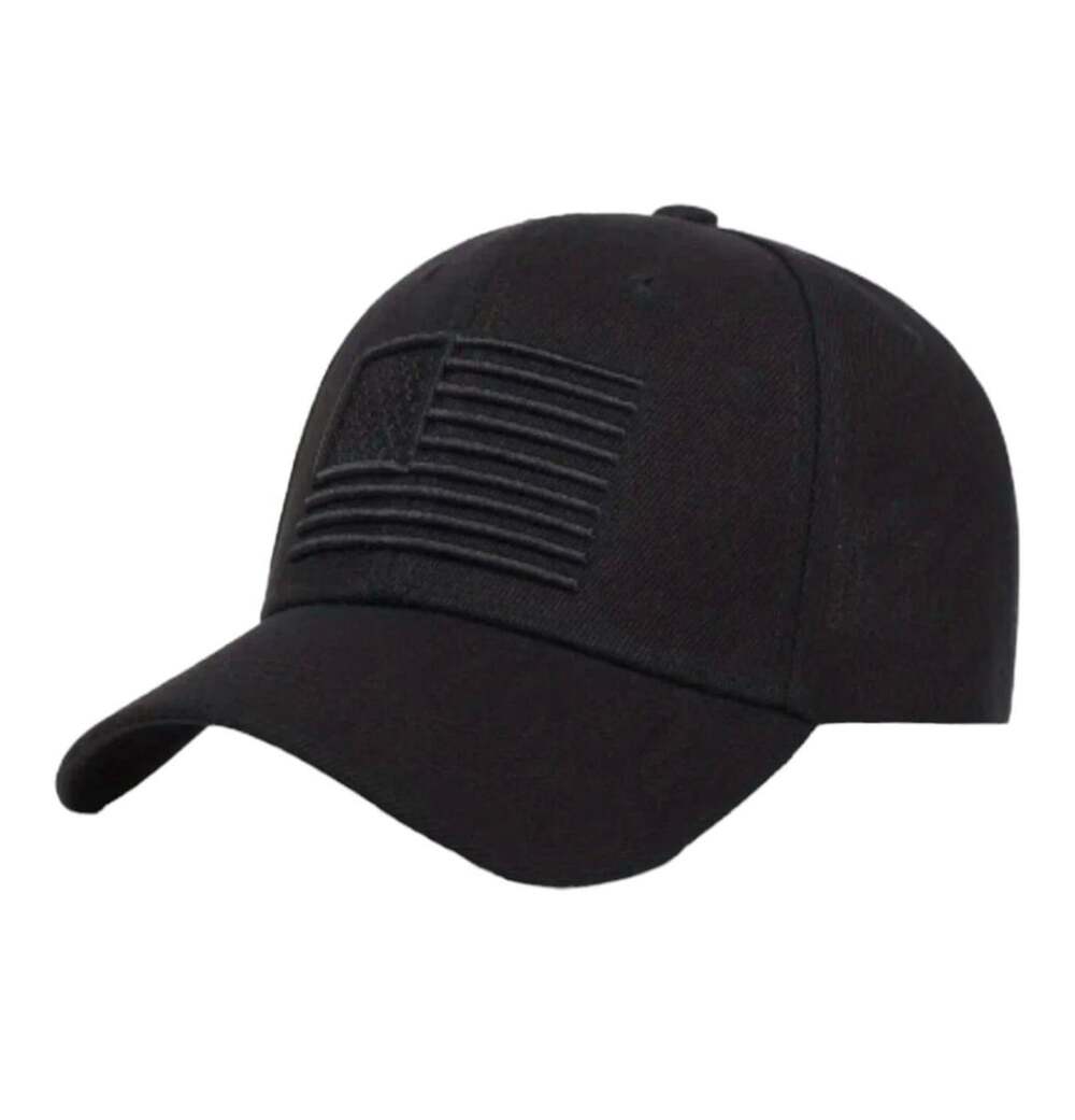 Unisex Black American Flag Embroidered Baseball Cap Adjustable Snapback Hat